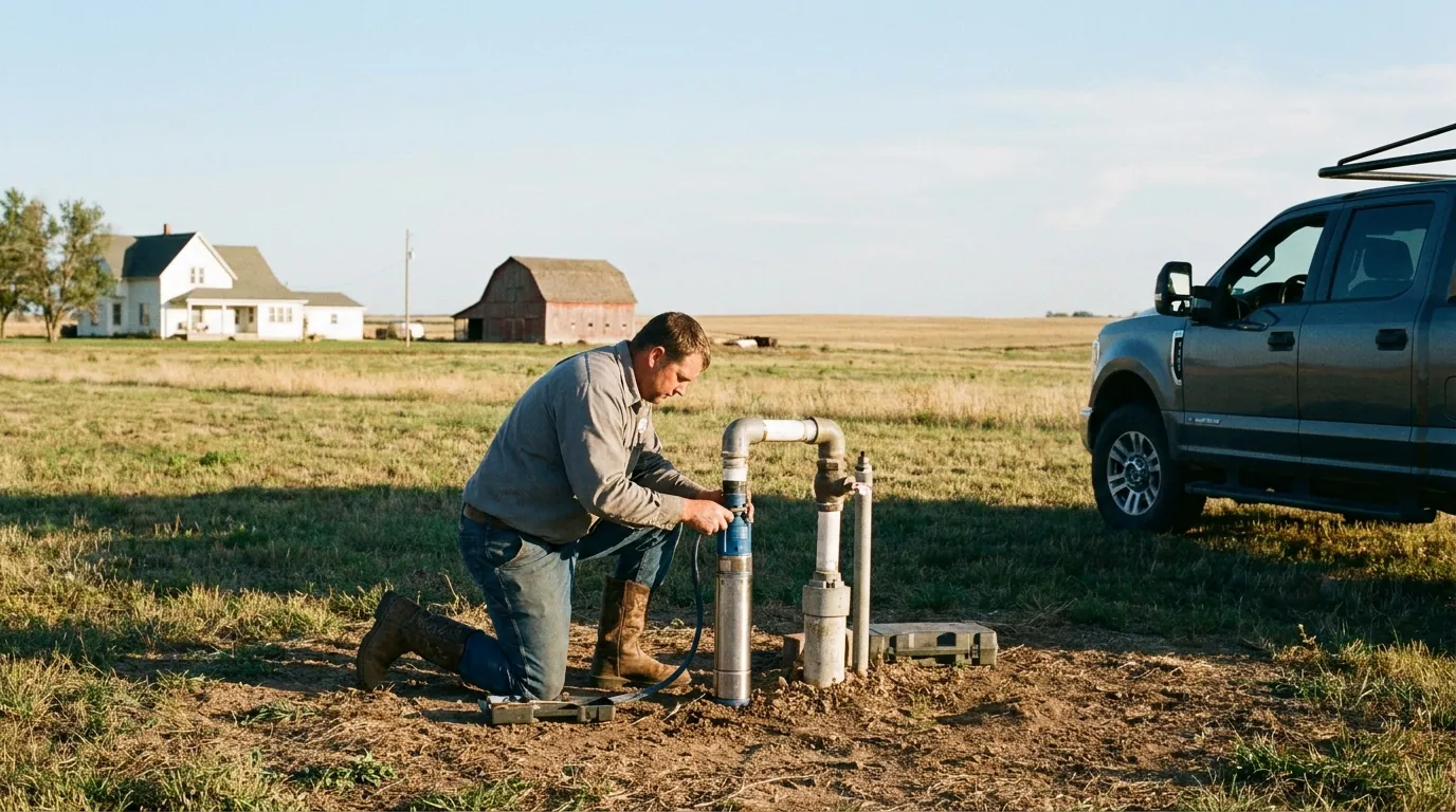 Well pump service at a home in Derby, Kansas